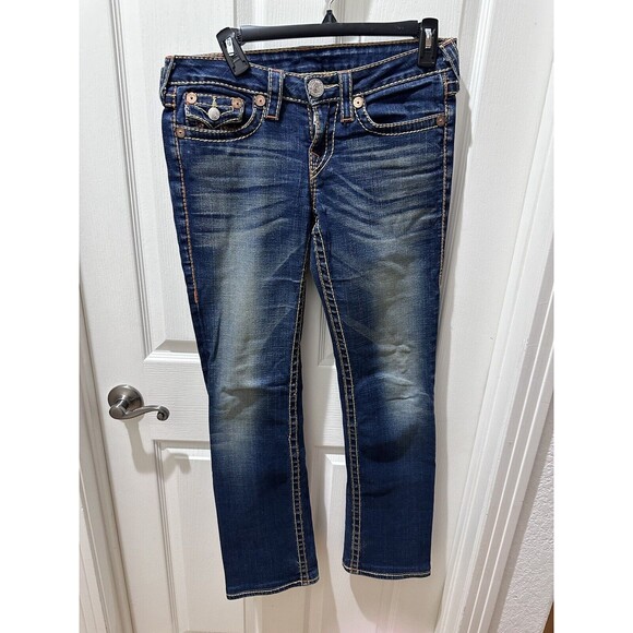 True Religion Women’s Rainbow Billy Jeans 28/30 Distressed Flap Pockets - Picture 1 of 13